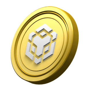 Dekorativer BNB-Coin im Bereich mit Plattforminformationen